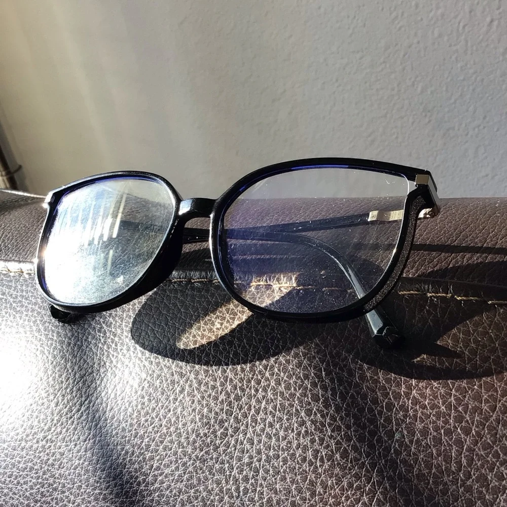 Black Glittery Square Bluelight Eyeglasses